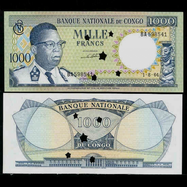 CONGO DEMOCRATIC REPUBLIC-ȭ-P8s-J.KASAVUBU( īκ-)-SPECIMEN(߾ )-1.000 FRANCS-1964