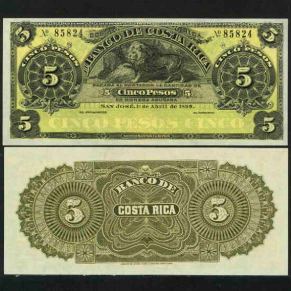 COSTA RICA-ڽŸī-S163r1-LION()-5 PESOS-1899