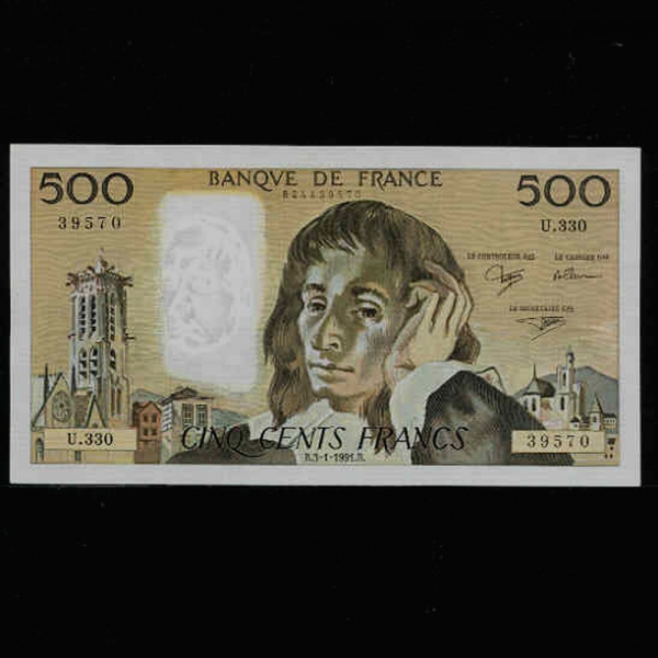 FRANCE--P156i-PASCAL( ĽĮ- )-500 FRANCS-1991