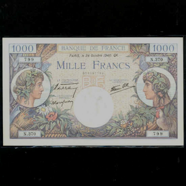 FRANCE--P96a-BLACKSMITH.MERCURY( )-NO.799-1.000 FRANCS-1940