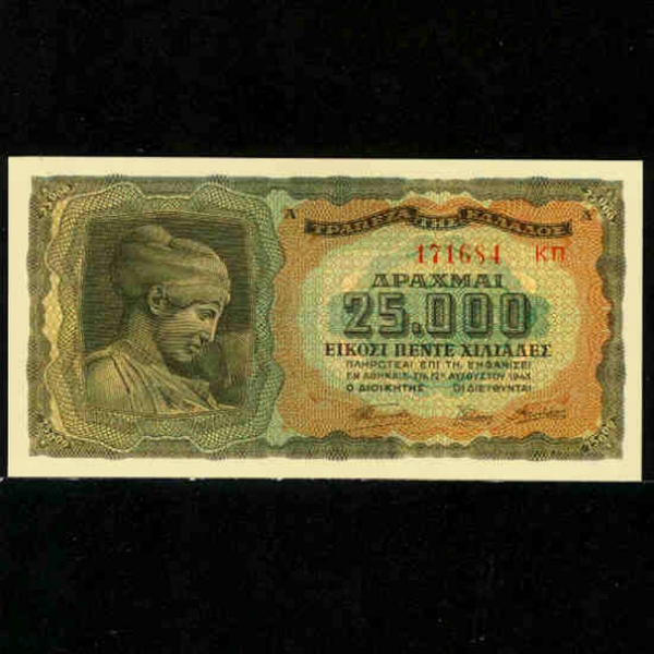 GREECE-׸-P123-NYMPH DEIDAMIA-25.000 DRACHMAES-1943