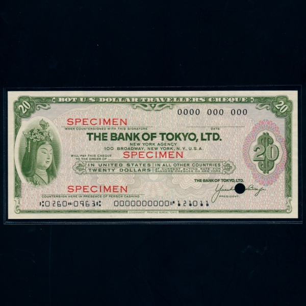 JAPAN-Ϻ-TRAVEL CHEQUE-SPECIMEN-20 DOLLARS-2000