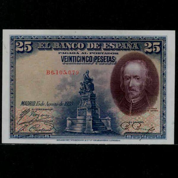 SPAIN--P74a-PEDRO CALDERON DE LA BARCA( Į  ٸī-۰)-NO.B6.105.079-25 PESETAS-1928