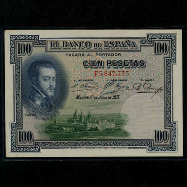 SPAIN--P69c-FILIPE 2(ʸ2-)-100 PESETAS-1925