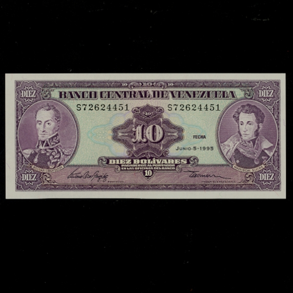 VENEZUELA-׼ȭ-P61d-ANTONIO JOSE DE SUCRE(Ͽ ȣ  ũ-ġ)-10 BOLIVARES-1995