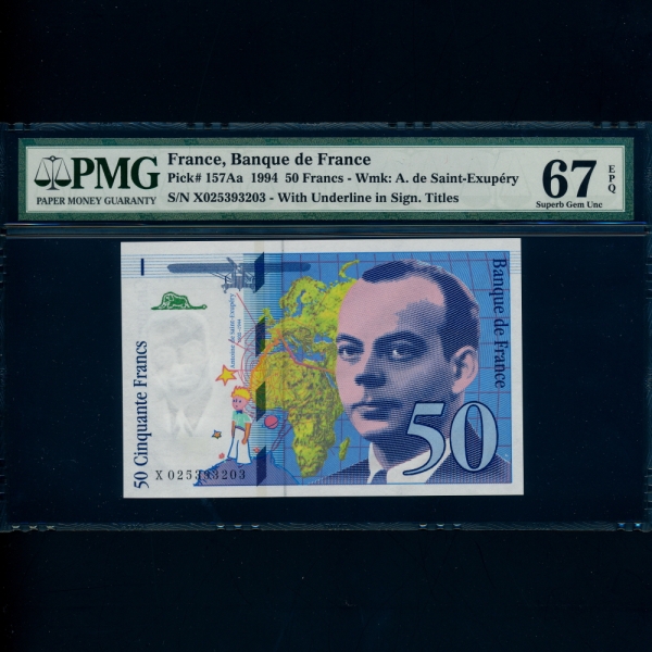 FRANCE--PMG67-50 FRANCS-#157Aa-1994