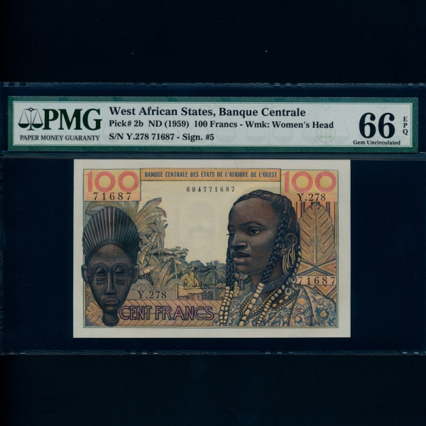 WEST AFRICAN STATES-ī  ü-PMG66-100 FRANCS-#2b-1959