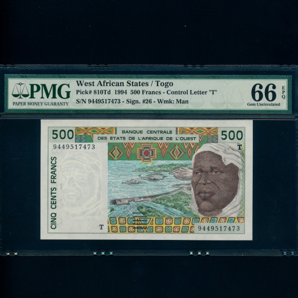WEST AFRICAN STATES/TOGO-ī  ü/-PMG66-500 FRANCS-#810Td-1994