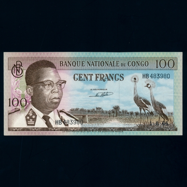 CONGO DEMOCRATIC REPUBLIC-ȭ-P6-J.KASAVUBU( īκ-)-100 FRANCS-1961~64
