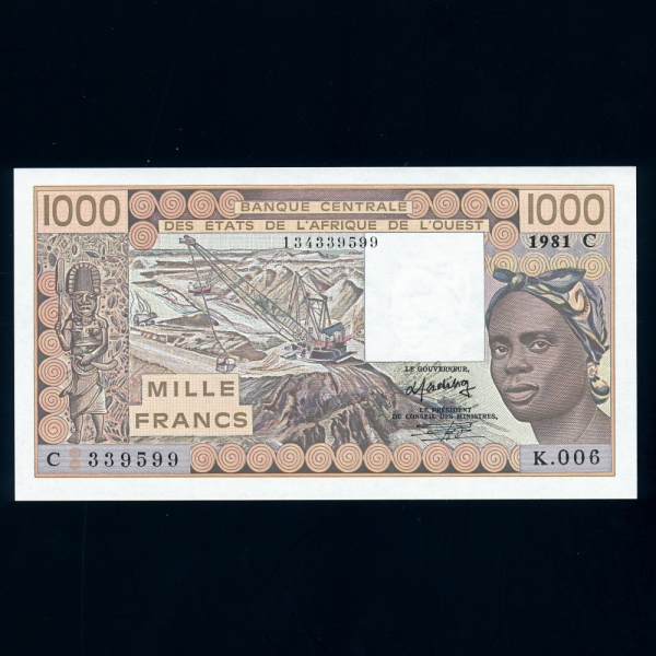 WEST AFRICAN STATES/BURKINO FASO-ī  ü/θŰļ-P307Cb-1,000 FRANCS-1981