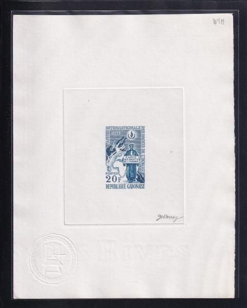 GABON()-DIE PROOF-#235-20f-LAWYER,GLOBE,HUMAN RIGHTS FLAME( α )-1968.12.10