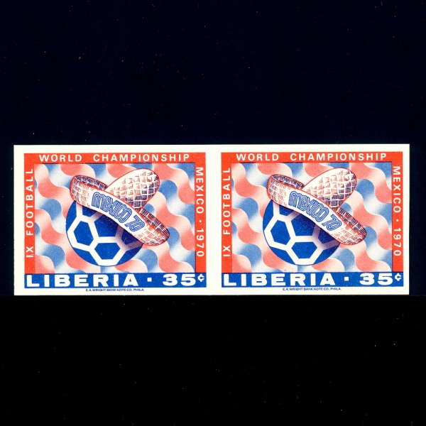 LIBERIA(̺)-IMPERF( 2)-#1514-35c-SOMBRERO AND SOCCER BALL(غ극,౸)-1970.6.10