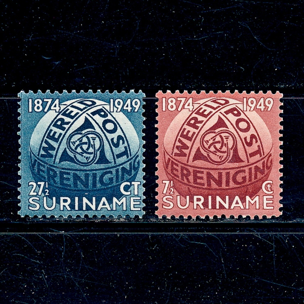 SURINAM()-#238~9(2)-UPU,POST HORNS ENTWINED(Ϲ  ,Ʈ ȥ)-1949.10.1