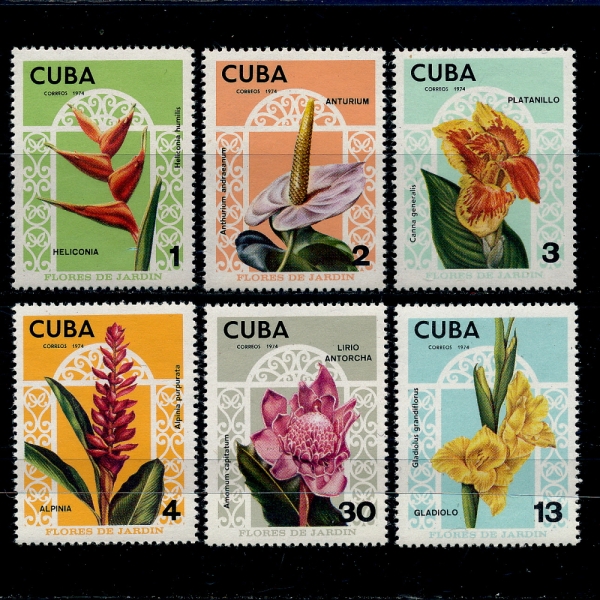 CUBA()-#1905~1910(6)-GARDEN FLOWERS( )-1974.6.12