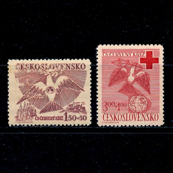 CZECHOSLOVAKIA(ü)-#B168~9(2)-DOVE,RED CROSS(,)-1949.12.18