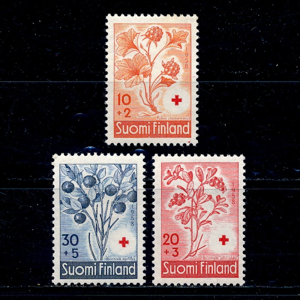 FINLAND(ɶ)-#B151~3(3)-RED CROSS,FRUITS(,)-1958.11.20