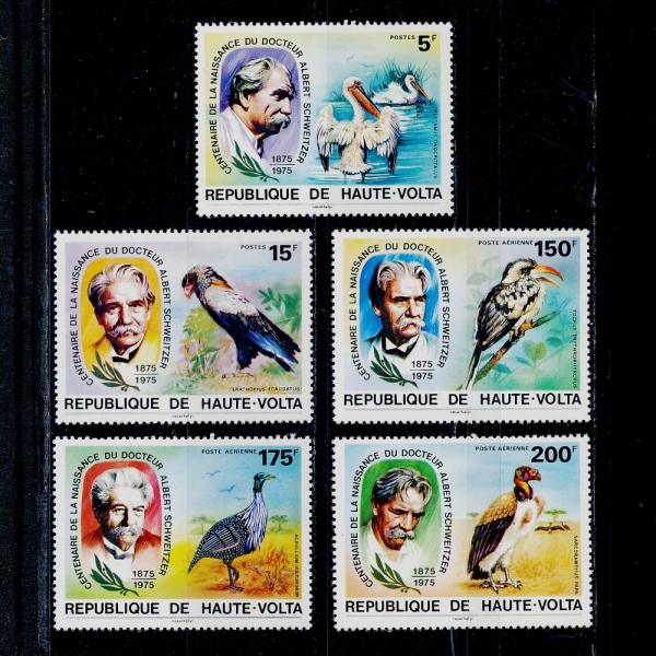 BURKINA FASO(θŰļ)-#368~9,C212~4(5)-BIRDS,ALBERT SCHWEITZER(,˺Ʈ ó)-1975.5.25