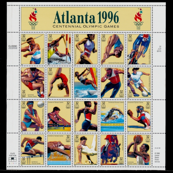 UNITED STATES(미국)-#32c-20매 전지-ATLANTA OLYMPIC GAMES(올림픽)-1996년