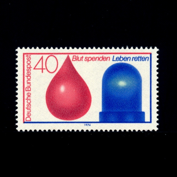 GERMANY()-#1132-40pf-DROP OF BLOOD AND POLICE CAR LIGHT(, ̷)-1974.2.15
