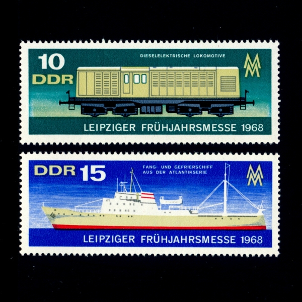 GERMAN DEMOCRATIC REPUBLIC(동독)-#990~1(2종)-DIESEL LOCOMTIVE, REFRIGERATOR FISHING SHIP(디젤 기관차,낚시 트롤러 냉동어선)-1968.2.29일