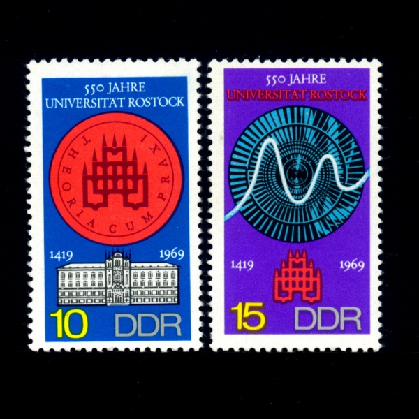GERMAN DEMOCRATIC REPUBLIC(동독)-#1150~1(2종)-550TH ANNIV. OF ROSTOCK UNIVERSITY(로스톡 대학교)-1969.11.12일