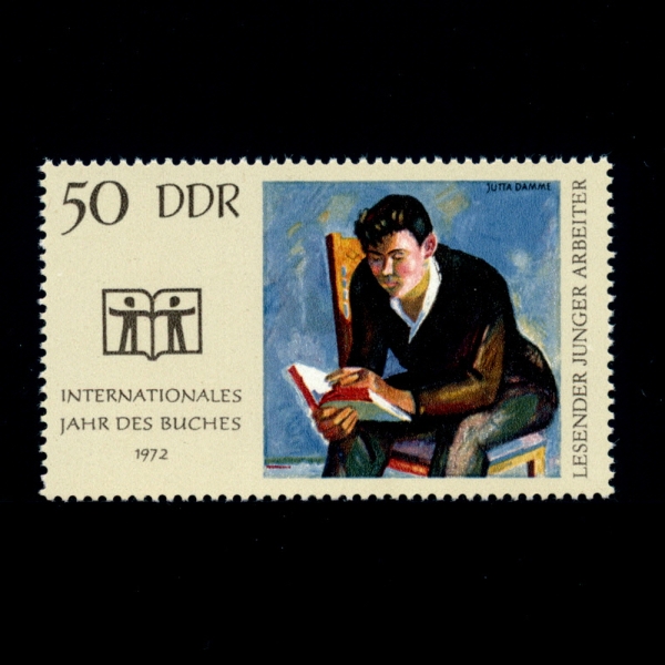 GERMAN DEMOCRATIC REPUBLIC()-#1393-50pf-YOUNG WORKER READING, BY JUTTA DAMME(,Ÿ )-1972.8.22
