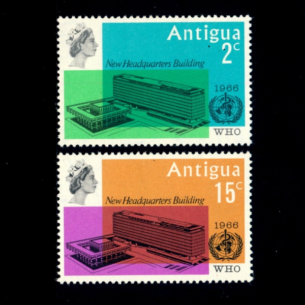 ANTIGUA(Ƽ )-#165~6(2)-WHO HEADQUARTERS, GENOVA( Ǳⱸ, )-1966.9.20
