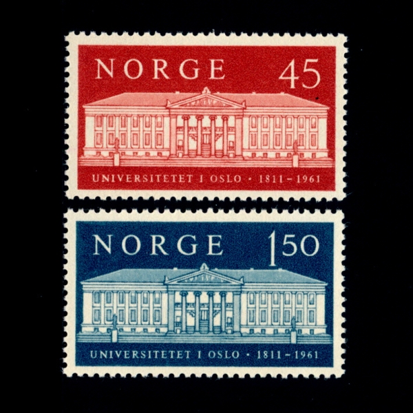 NORWAY(노르웨이)-#395~6(2종)-DOMUS MEDIA, OSLO UNIVERSITY(도무스 메디카,오슬로 대학)-1961.9.2일