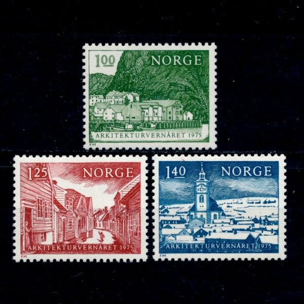 NORWAY(노르웨이)-#651~3(3종)-EUROPEAN ARCHITECTURAL HERITAGE YEAR(유럽 건축 유산의 해)-1975.4.17일