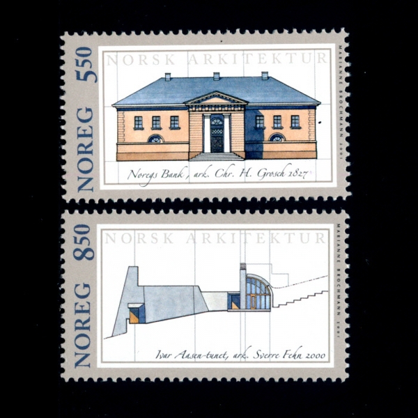 NORWAY(노르웨이)-#1296~7(2종)-NORWEGIAN ARCHITECTURE(건축)-2001.6.22일