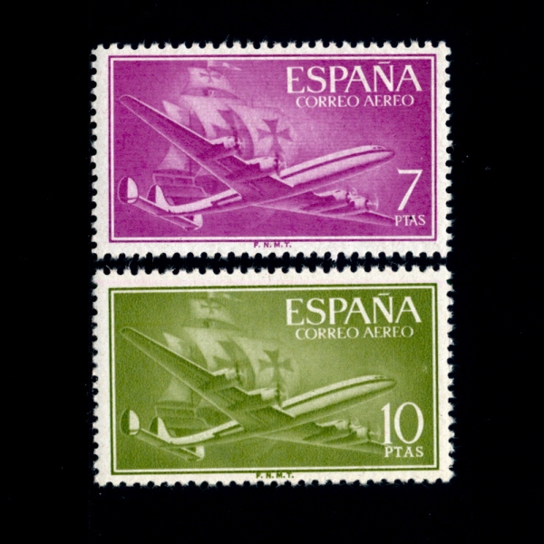 SPAIN()-#C156~7(2)-PLANE AND CARAVEL(,ĳ)-1956