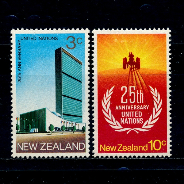 NEW ZEALAND()-#462~3(2)-UN,25TH ANNIV. AND PLOWING(,)-1970.6.24