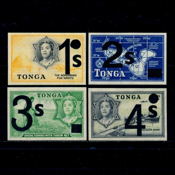 TONGA(밡)-#218~21(4)-AIRPORT, MAP, WHARF AND FISHERMAN(,,,ױ)-1968