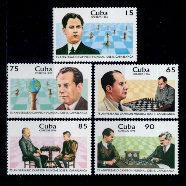 CUBA()-#3773~7(5)-WORLD CHESS CHAMPIONSHIP WON BY JOSE RAUL CAPABLANCA, 75TH ANNIV.(ȣ  īĺī)-1996.11.30