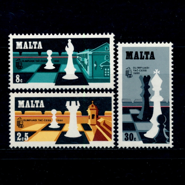 MALTA(Ÿ)-#577~9(3)-CHESS PIECES(ü )-1980.11
