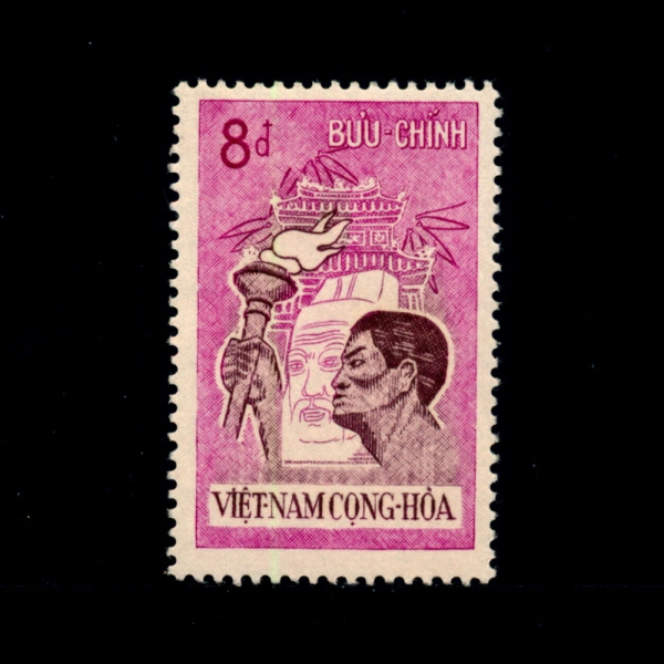 VIET NAM(Ʈ)-#177-8pi-YOUNG MAN WITH TORCH, SAGE, PAGODA(ȶ, , İٸ  û)-1961.10.26