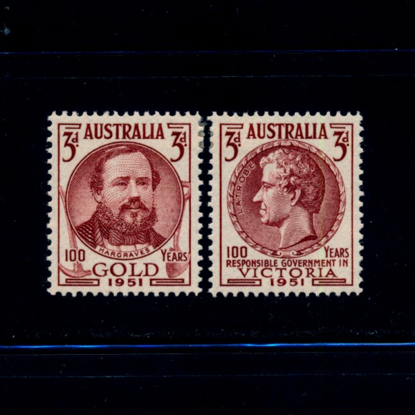 AUSTRALIA(Ʈϸ)-#244~5(2)-EDWARD HAMMOND HARGRAVES AND CHARLES JOSEPH LATROBE( ϱ׷̺꽺,  Ʈκ)-1951.7.2