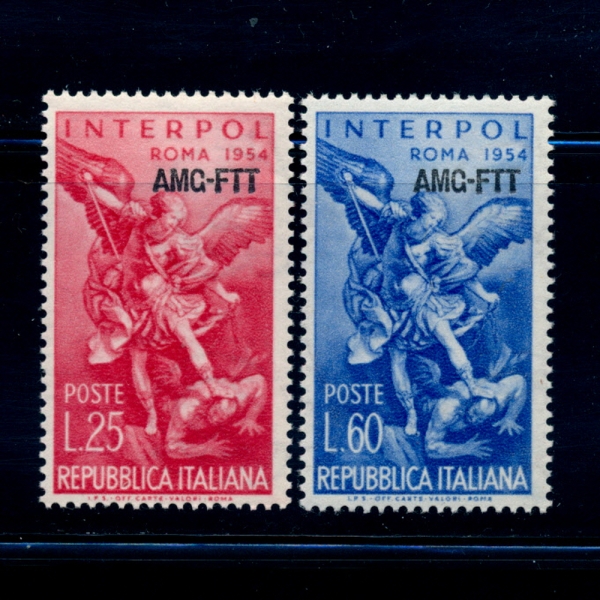 ITALY-TRIESTE(Ż-Ʈ)-#207~8(2)-ST. MICHAEL OVERPOWERING THE DEVIL(Ǹ   ī ¸)-1954.10.30