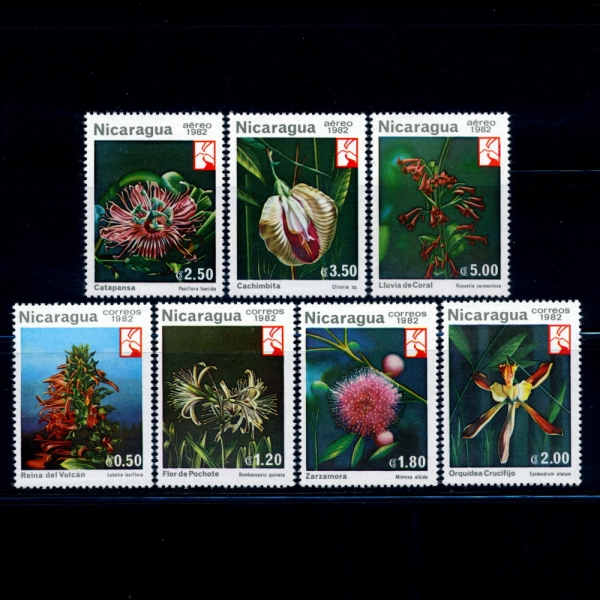 NICARAGUA(ī)-#1191~4, C1031~3(7)-ORCHID AND FLOWER(,Ĺ)-1982.11.13