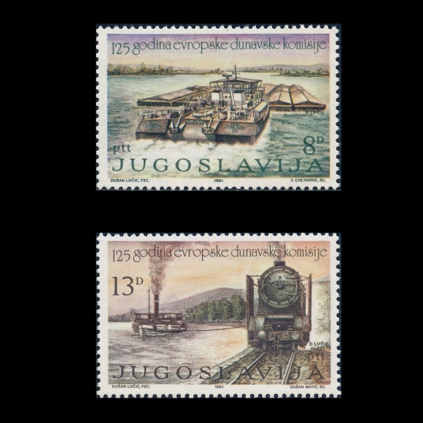 YUGOSLAVIA(����������)-#1548~9(2��)-TUGBOAT, TRAIN AND SIP CANAL(��Ʈ, ����, �ͳ�)-1981.10.28��
