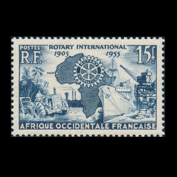 FRENCH WEST AFRICA(�������� ��������ī)-#64-15fr-MAP, SYMBOLS OF INDUSTRY, ROTARY EMBLEM(����, ���, ��Ÿ��)-1955.7.4��