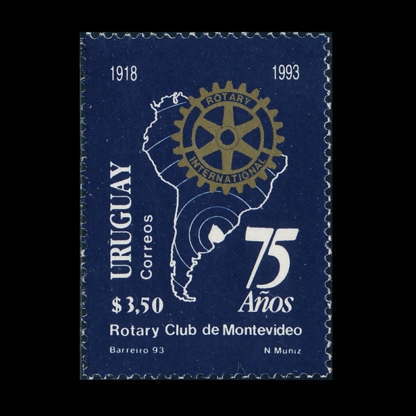 URUGUAY(������)-#1508A-3.50p-ROTARY CLUB OF MONTEVIDEO, 75TH ANNIV.(���׺񵥿� ���͸� Ŭ�� ���� 75�ֳ�)-1993.11.10��