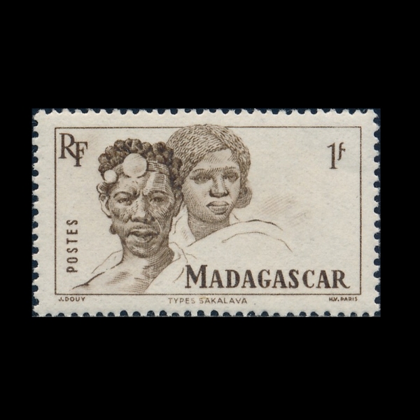 MALAGASY REPUBLIC(���ٰ���ī��)-#275-1fr-SAKALAVA MAN AND WOMAN(��Į�����)-1946��