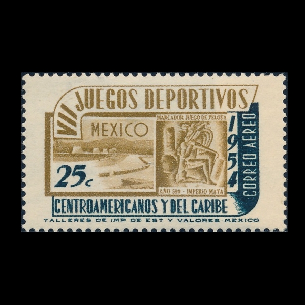 MEXICO(�߽���)-#C222-25c-MAYAN BALL COURT AND PLAYER(���� �߱�, ����)-1954.3.6��