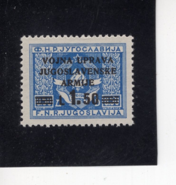 YUGOSLAVIA-ZONE B(����������-B����)-#43-1.50 I on 50p-ARMS OF THE FEDERATED PEOPLE\
