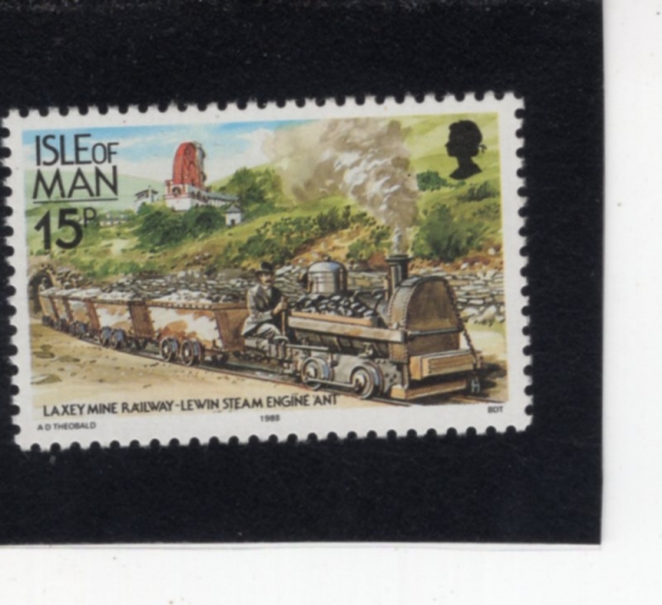 ISLE OF MAN(�Ǽ�)-#354-15p-GREAT LAXEY MINE RAILWAY LEWIN STEAM ENGINE ANT PULLING COAL CARS(�׷���Ʈ ���� ���� ö��)-1988.2.10��