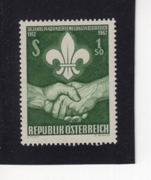 AUSTRIA(����Ʈ����)-#684-1.50s-SCOUT EMBLEM AND HANDSHAKE(��ī��Ʈ ������, �Ǽ�)-1962.10.5��