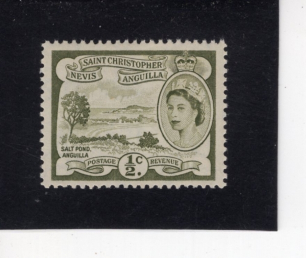 ST.KITTS-NEVIS(����Ʈ Ű�� �׺�)-#120-1/2c-SALT POND, ANGUILLA(�ε� ��Ʈ ����)-1956��
