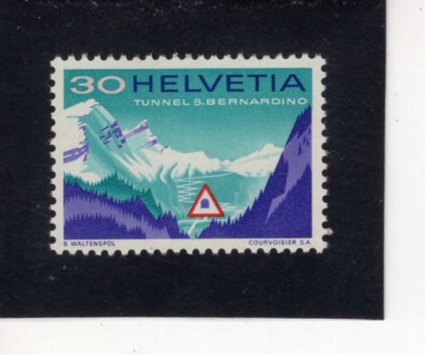 SWITZERLAND(������)-#485-30c-SAN BERNARDINO FROM NORTH(�Ͻ����������� �� �����������)-1967.9.18��
