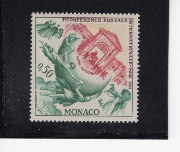 MONACO(����)-#541-50c-HOTEL DES POSTES, PARIS AND UPU ALLEGORY(��1ȸ ���� ���� ȸ�� �ĸ�, ������)-1963.5.3��